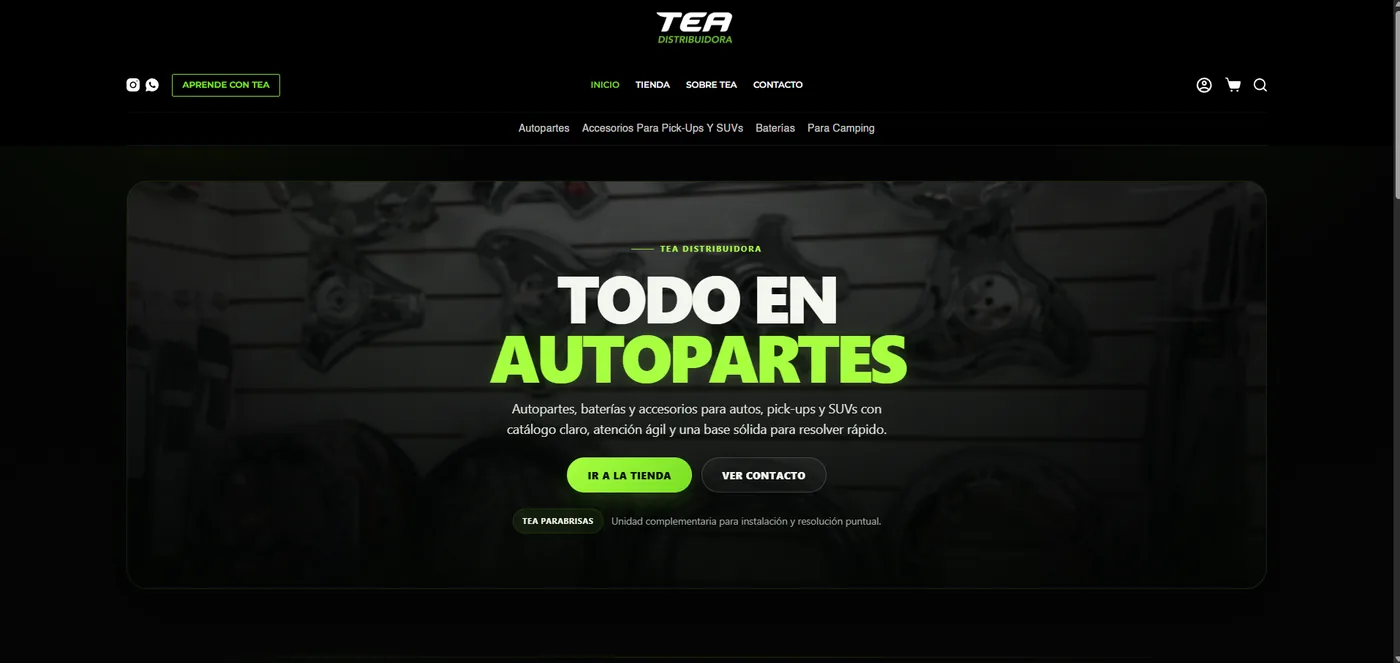 Sitio ecommerce de TEA desarrollado por LINKA